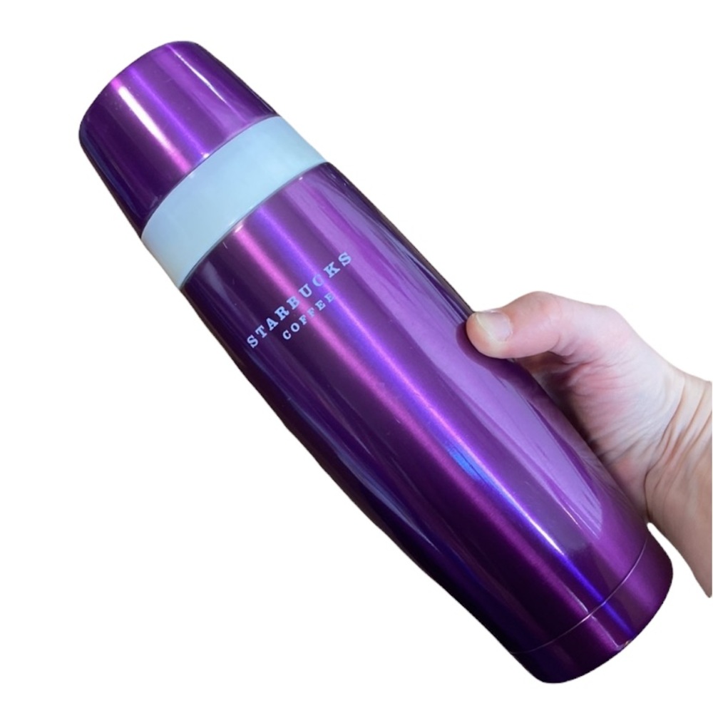 Starbucks 16 ounce Insulated Thermos with Drinking Cup Metallic Purple 2006